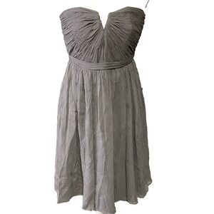 J.Crew Dress Womens Small 2 Gray Silk Chiffon Strapless Wedding Cocktail Party‎